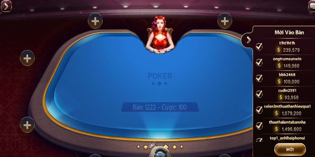 Bàn chơi Poker tại Zowin